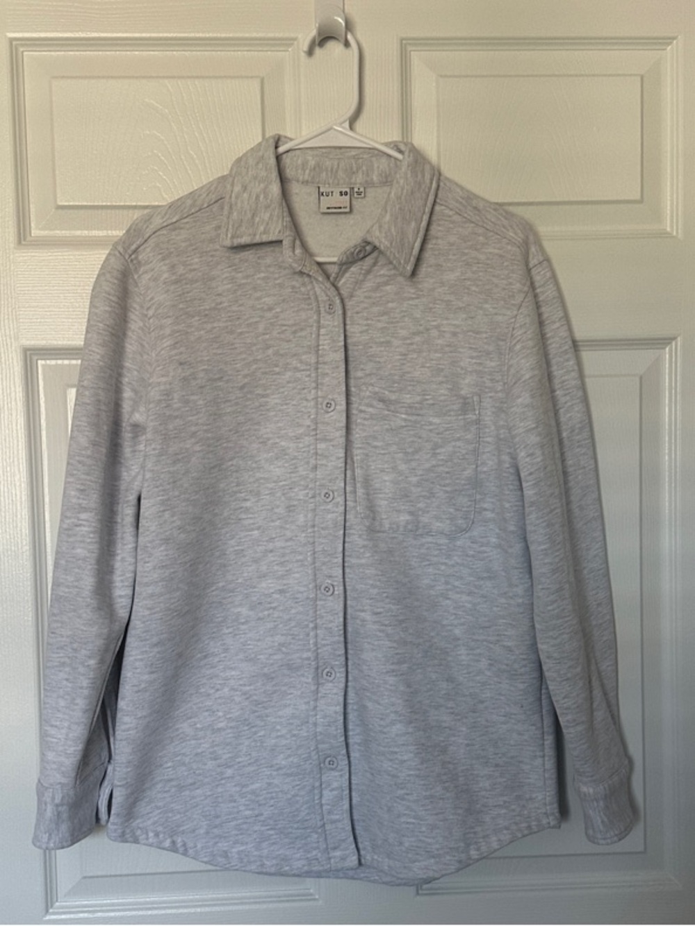 Light Gray Button-Front Knit Cardigan Shirt